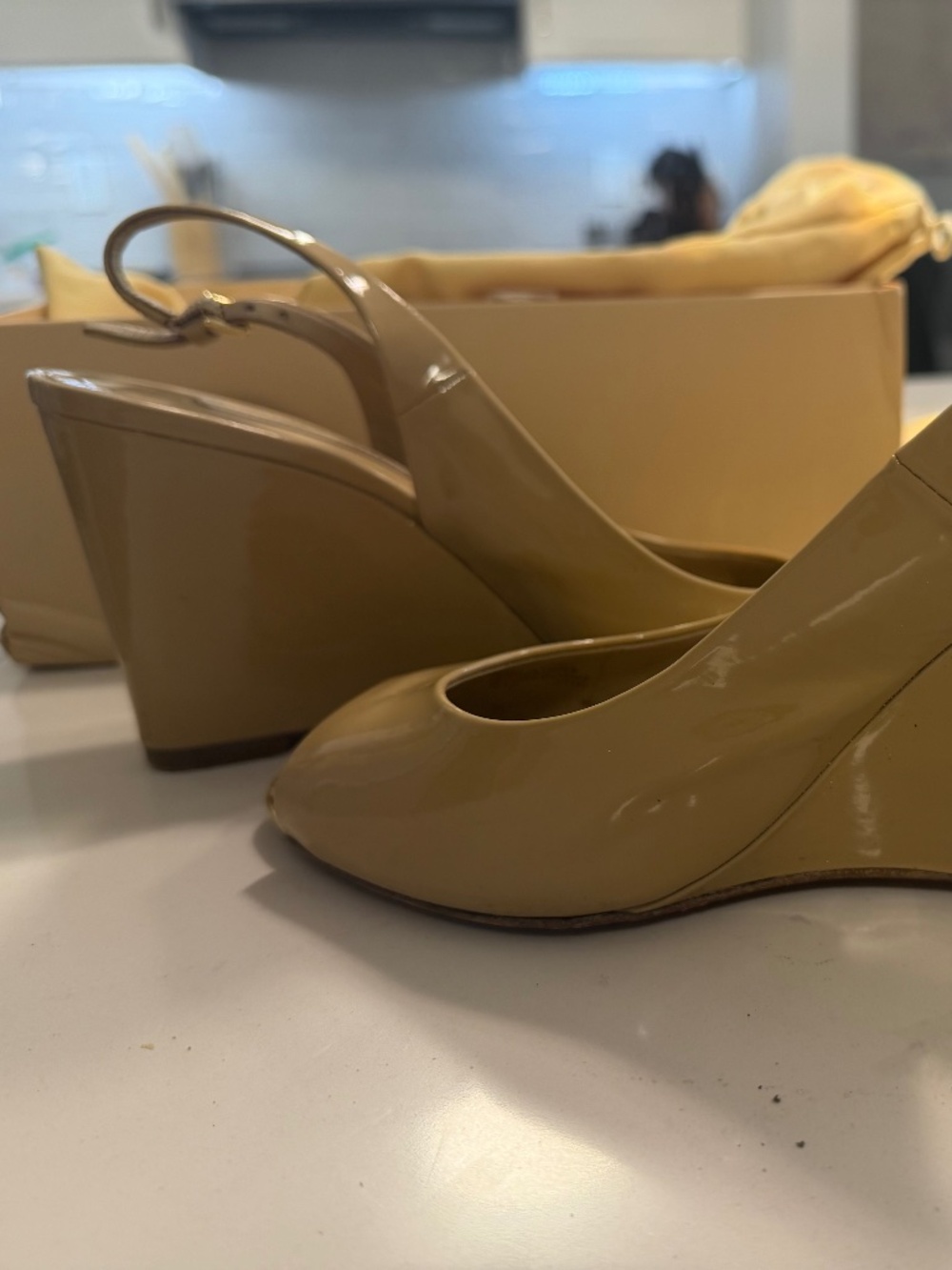 Michael Kors nude patent wedges 8.5